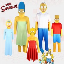 Cosplay The Simpsons Lisa Maggie Marge Dress Homer Bart Kids Adult Suits Costume