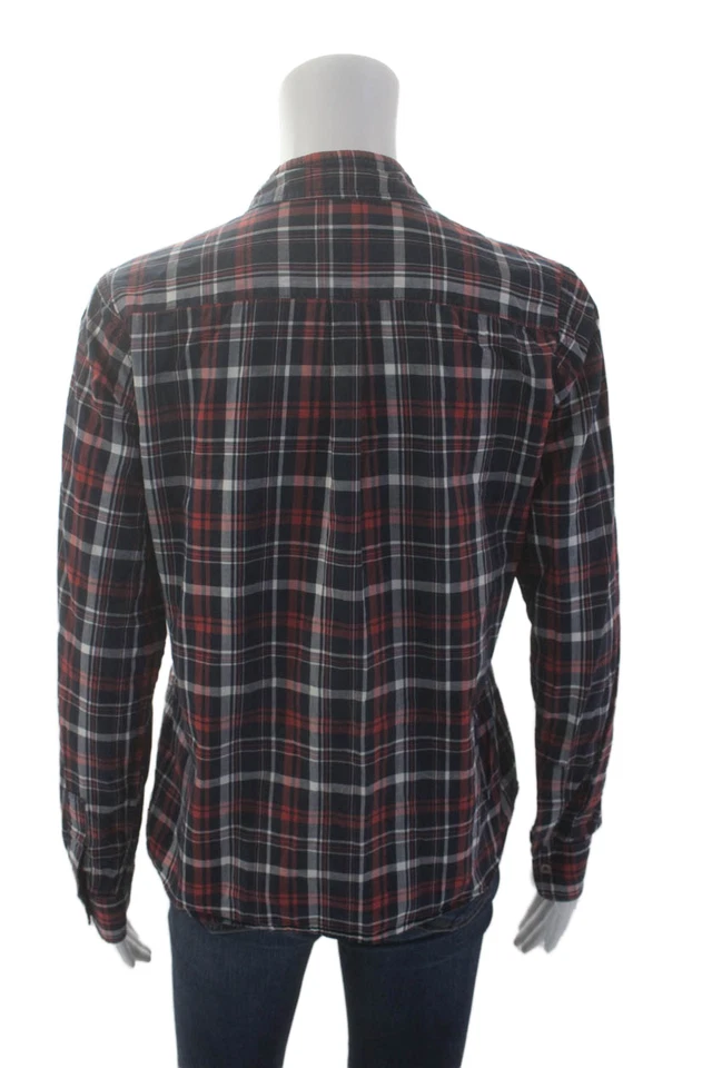 Camisa Steven Alan para mujer de algodón a cuadros manga larga con botones azul talla M Foto 3 de 4