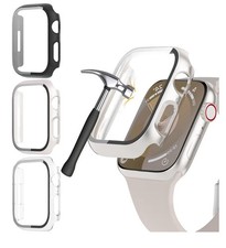 9 - Pack Cases For Apple Watch Series 4/5/6/SE 44mm With Tempered Glass, Hard PC