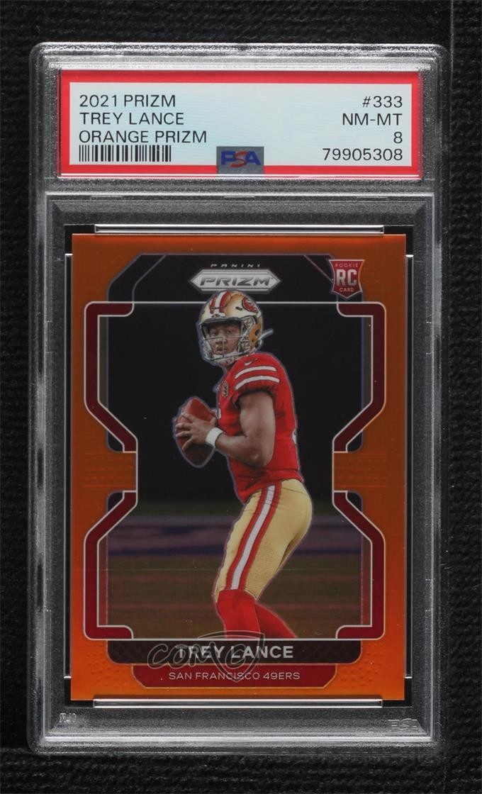 2021 Panini Prizm Rookie Orange Prizm 126/249 Trey Lance #333 PSA 8 0x5w