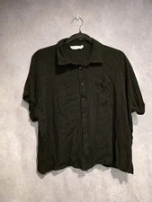 Millibon Black  Boxy Crop Button Down Blouse Medium