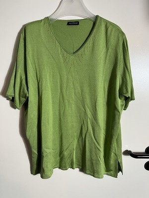Damen Bluse C&A The Sixth Sense Größe XXL Grün Motiv Elegant Oberteil 2XL 3/4Arm