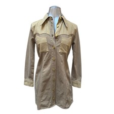 NWT Ganni Overdyed Denim Western Minidress in Petrified Oak Size 40 8 10 Medium