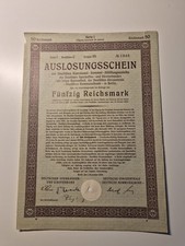 Auslosungsschein Deutsche Kommunal-Sammel-Ablösungsanleihe 50RM 1926