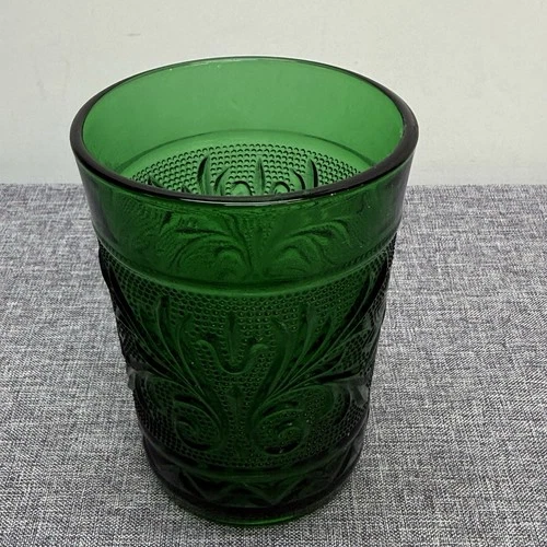 Vintage Anchor Hocking Sandwich Forest Green Juice Glass Tumbler