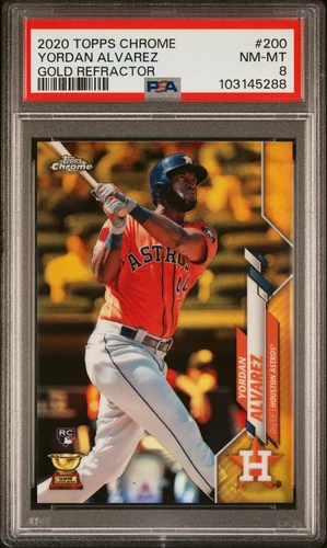2020 TOPPS CHROME GOLD REFRACTOR #200 YORDAN ALVAREZ ROOKIE RC 47/50 PSA 8