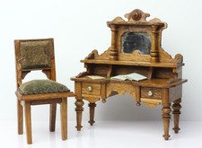 Antique German Dollhouse Eppendorfer Desk and Chair Miniature 1890