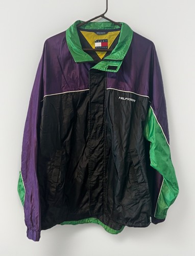 VINTAGE Tommy Hilfiger Color Block Windbreaker Jacket Size XXL RARE Retro