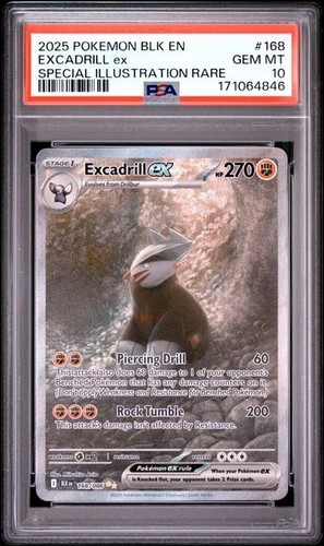 POKEMON 2025 BLACK BOLT EXCADRILL EX SPECIAL ILLUSTRATION RARE 168 PSA 10