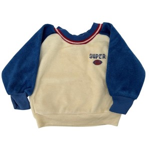 Vintage Andover Togs Blue Cream Velour Football Raglan Sweatshirt 12 Months