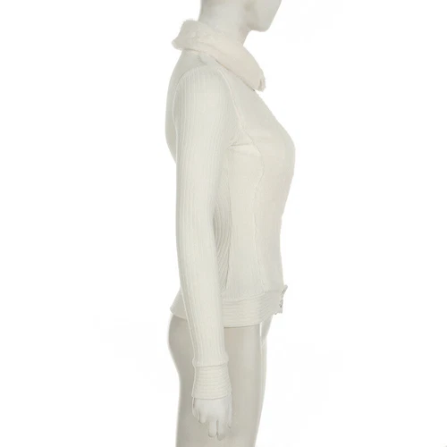 Wolliges Revers Taille Taille Oberteil Schlankmacher Langarm Pullover Patchwork Strickjacke - Bild 11 von 20