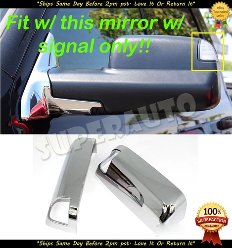 Fits 2010-2018 Dodge Ram 1500 TOW Chrome Side Mirror Cover w/ Towing & Signal