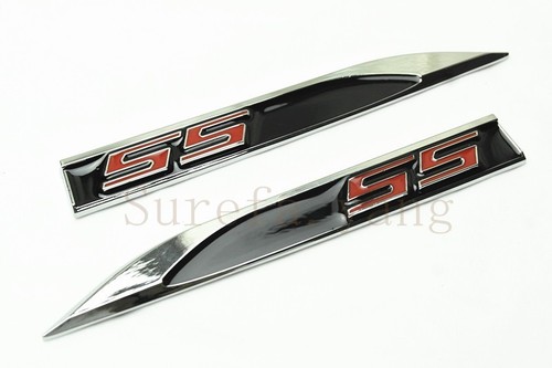 2Pcs Black SS Metal Vip Car Side Fender Skirts Knife Type Sticker Badges Emblems - Picture 4 of 5