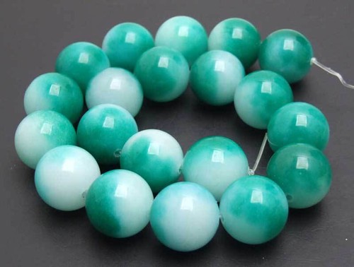 18mm Round Natural White Green Jade Loose Beads for Jewelry Making Strand 15'' - Picture 4 of 5