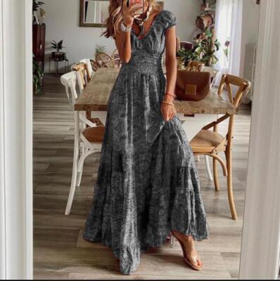 Womens 2024 Fashion Floral V Neck Empire Waist Bohemia Long Maxi Beach Dress  NWO | eBay