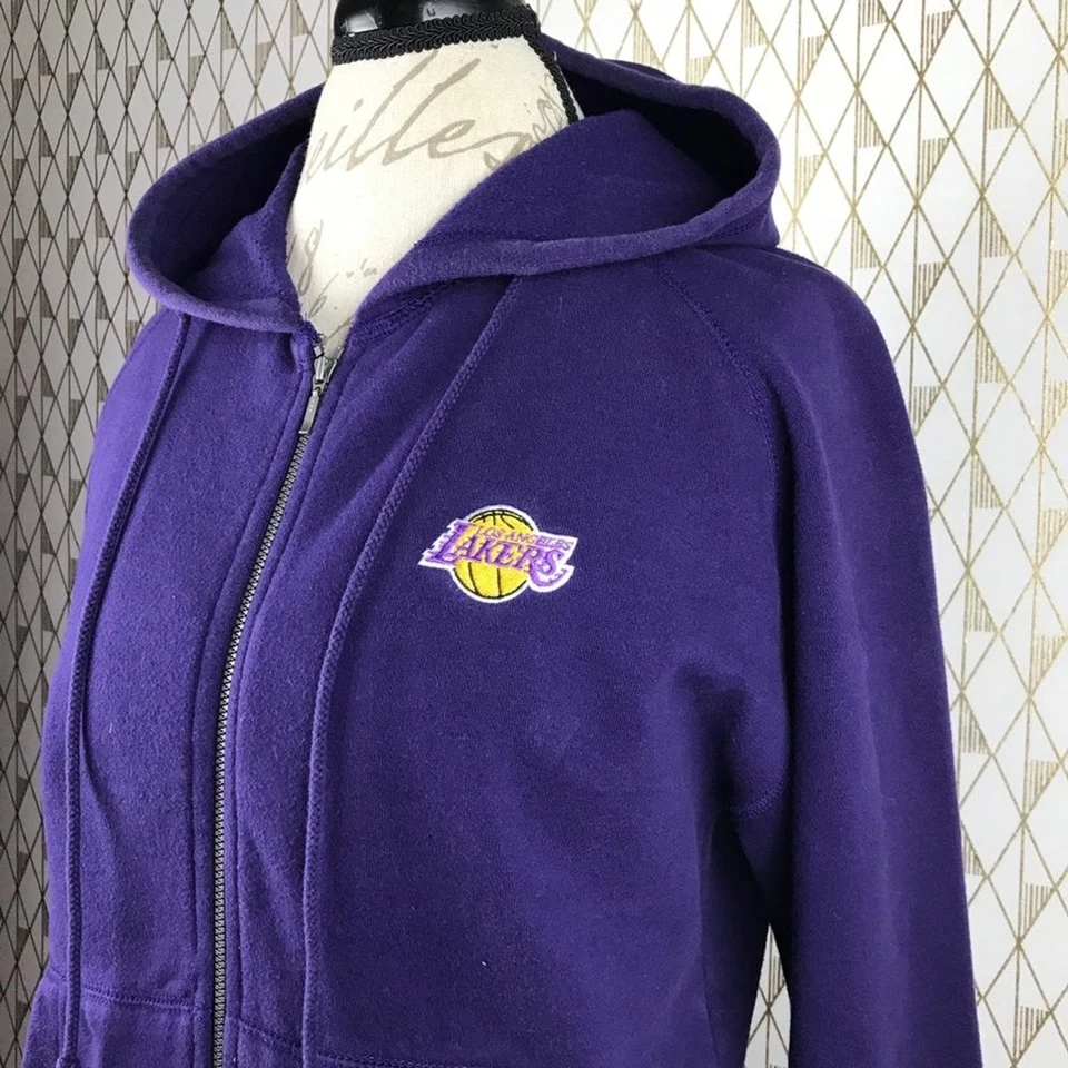 Antigua Authentic LA LAKERS Embroidered Full Zip Long Sleeve Purple Hoodie S - Image 2 of 4