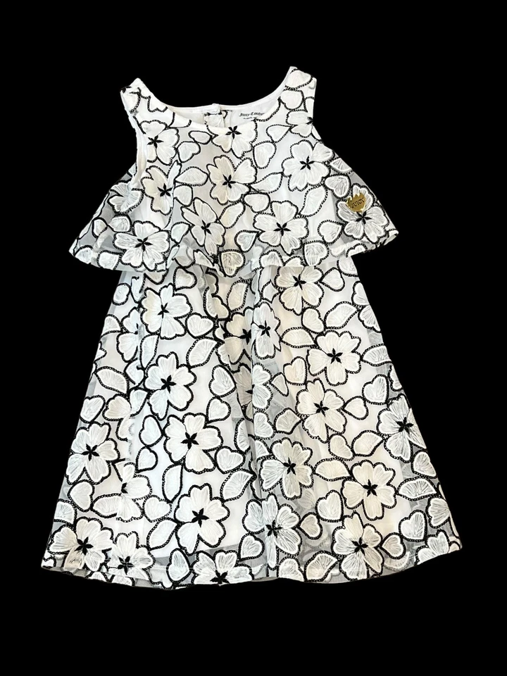 Juicy Couture без рукавов цветочный вышитый ярусный платье белый черный девочки 7 - Изображение 2 из 4
