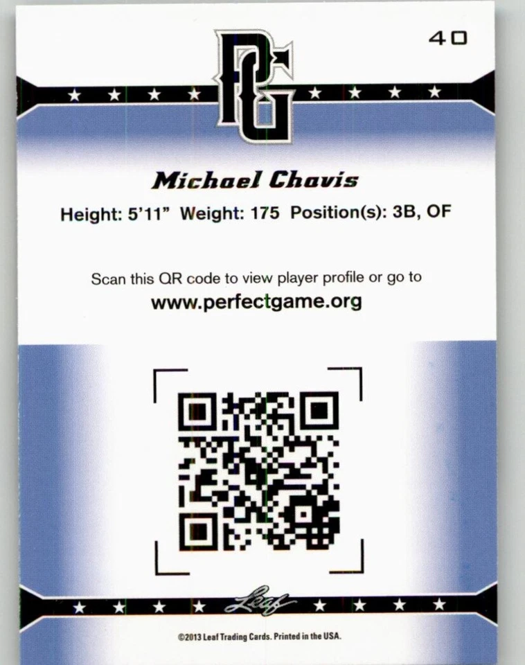 2013 Leaf Perfect Game Michael Chavis #40 Minnesota Twins - Image 2 of 2