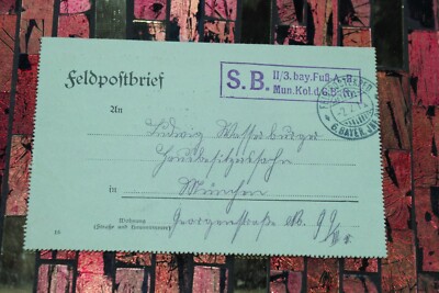Feldpostbrief 1.WK  1915 - S.B. II/3.bay.Fuß-A-R.Mun.Kol.d.6:Battr.
