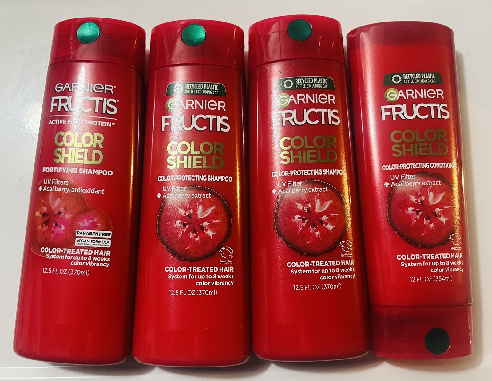 (4) Garnier Fructis Color Shield Color-Treated Hair Shampoo And Conditioner 12oz