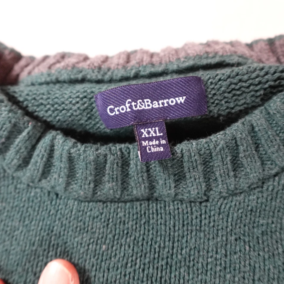 Suéter masculino St Johns Bay 2XL XXL verde pescador malha grossa vovô pulôver - Imagem 4 de 4