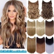 100 Natural Thick Wire No Clip in Hair Extensions Secret Hairpeices Half Head