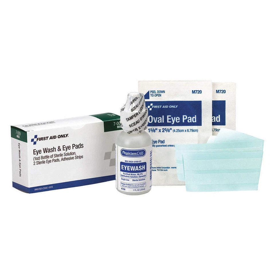 4 Kits 1 Oz Eye Wash Kit FIRST AID ONLY Eye flushing solution With Pads & Strips - Image 2 of 4