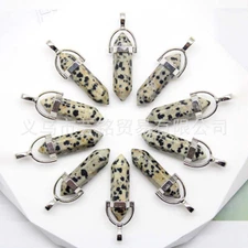 30pcs Natural Spotted Stone Hexagonal Column Pendants Jewelry Making Wholesales