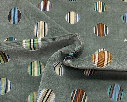 POLLACK & ASSOCIATES PEEP SHOW VISTA GRAY VELVET FURNITURE FABRIC BY YARD 49"W - Picture 6 of 6