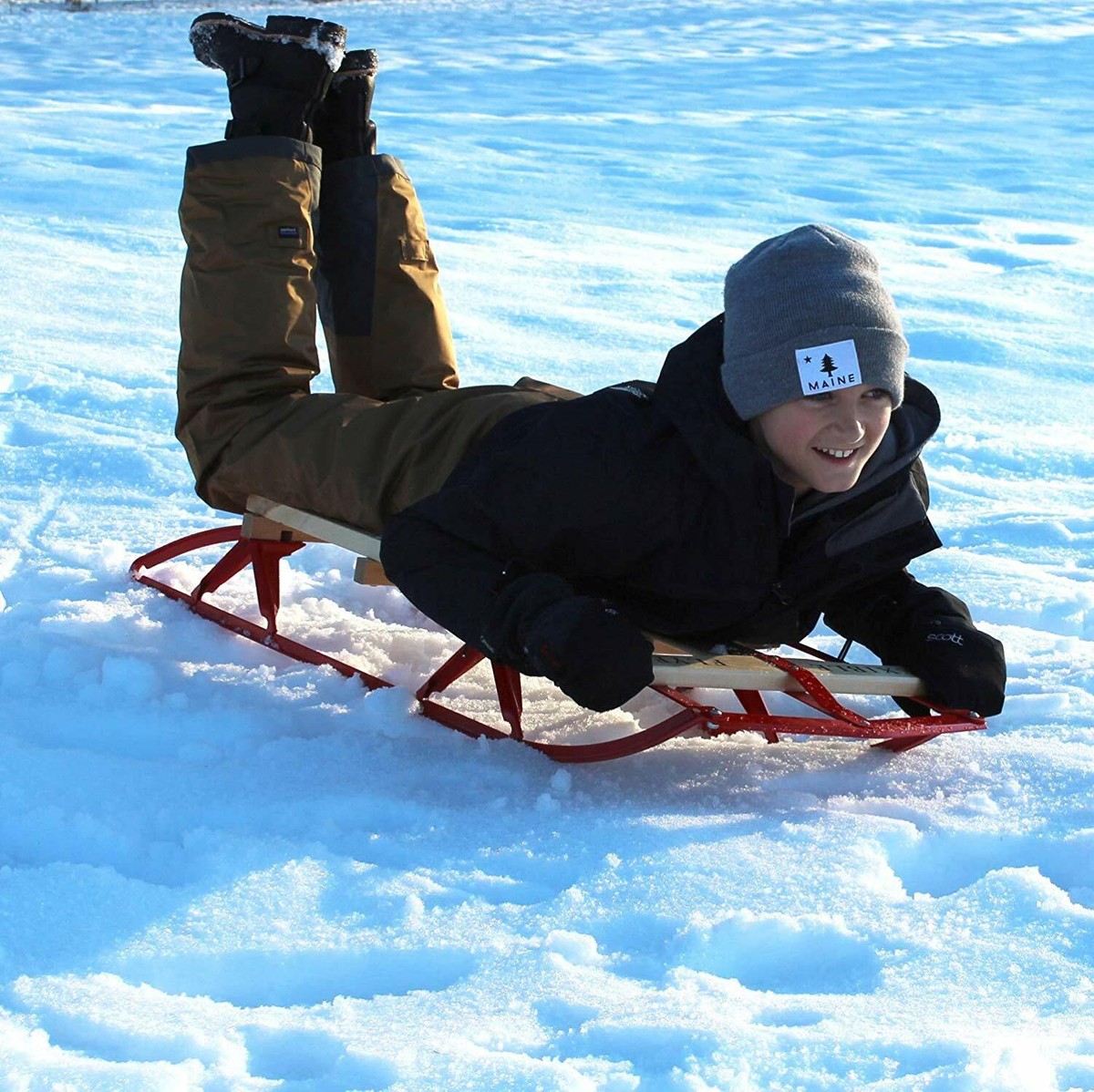 Original Vintage Style Toboggan Sled Classic Sleigh Sledding