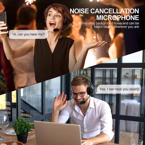 AI Trucker Headset Wireless Bluetooth 5.2 Noise Cancelling Mic For Phones PC US - Picture 9 of 12