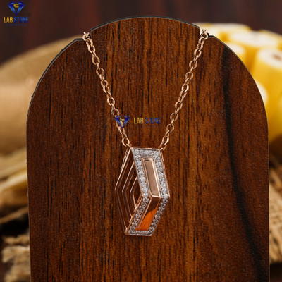 0.15 TCW Round cut Labgrown Diamond Pendant With Chain 18K Rose Gold Labstone