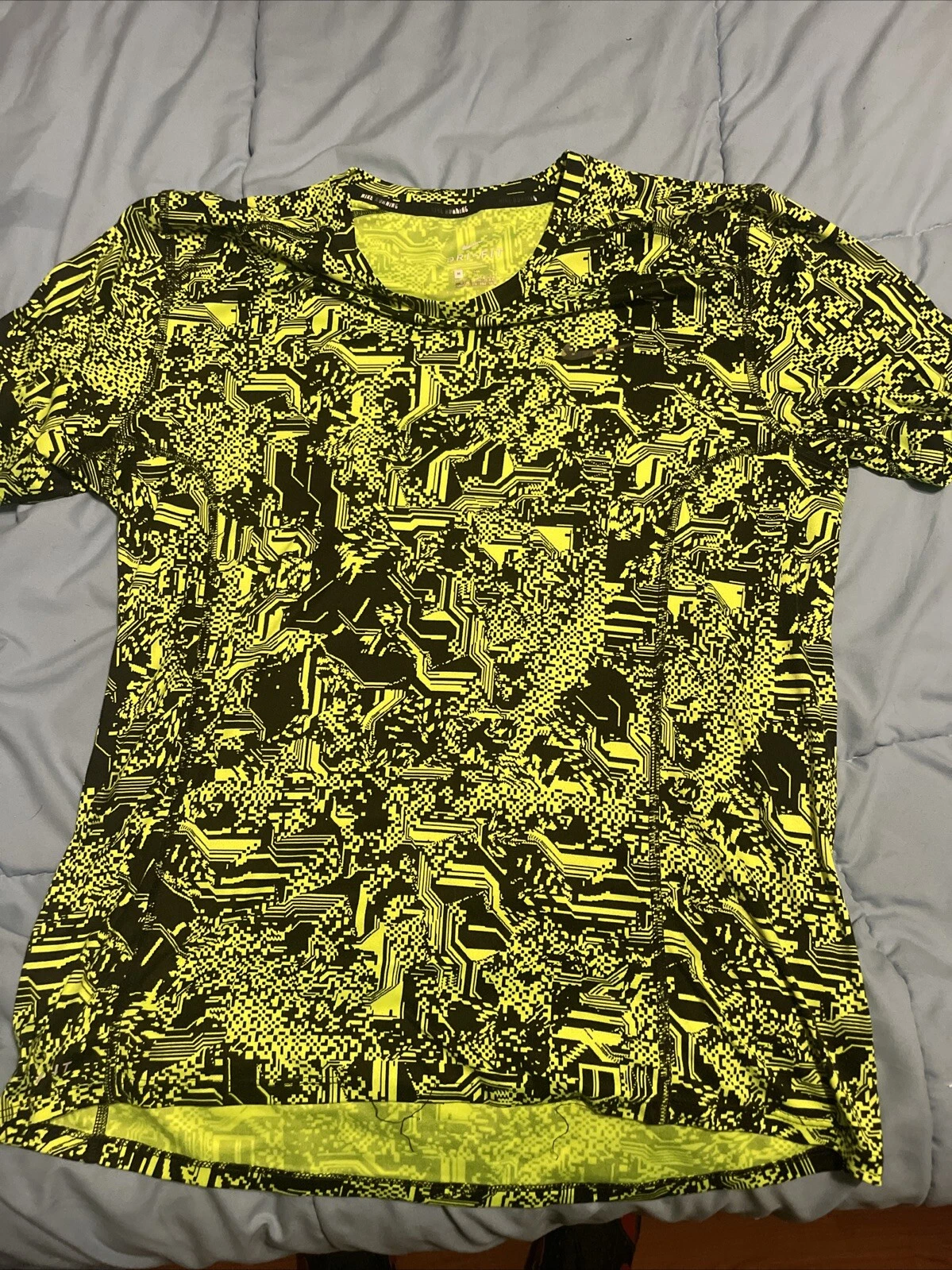 Nike Shirt Mens Medium Dri-Fit Miler Rare Lime Green/Black