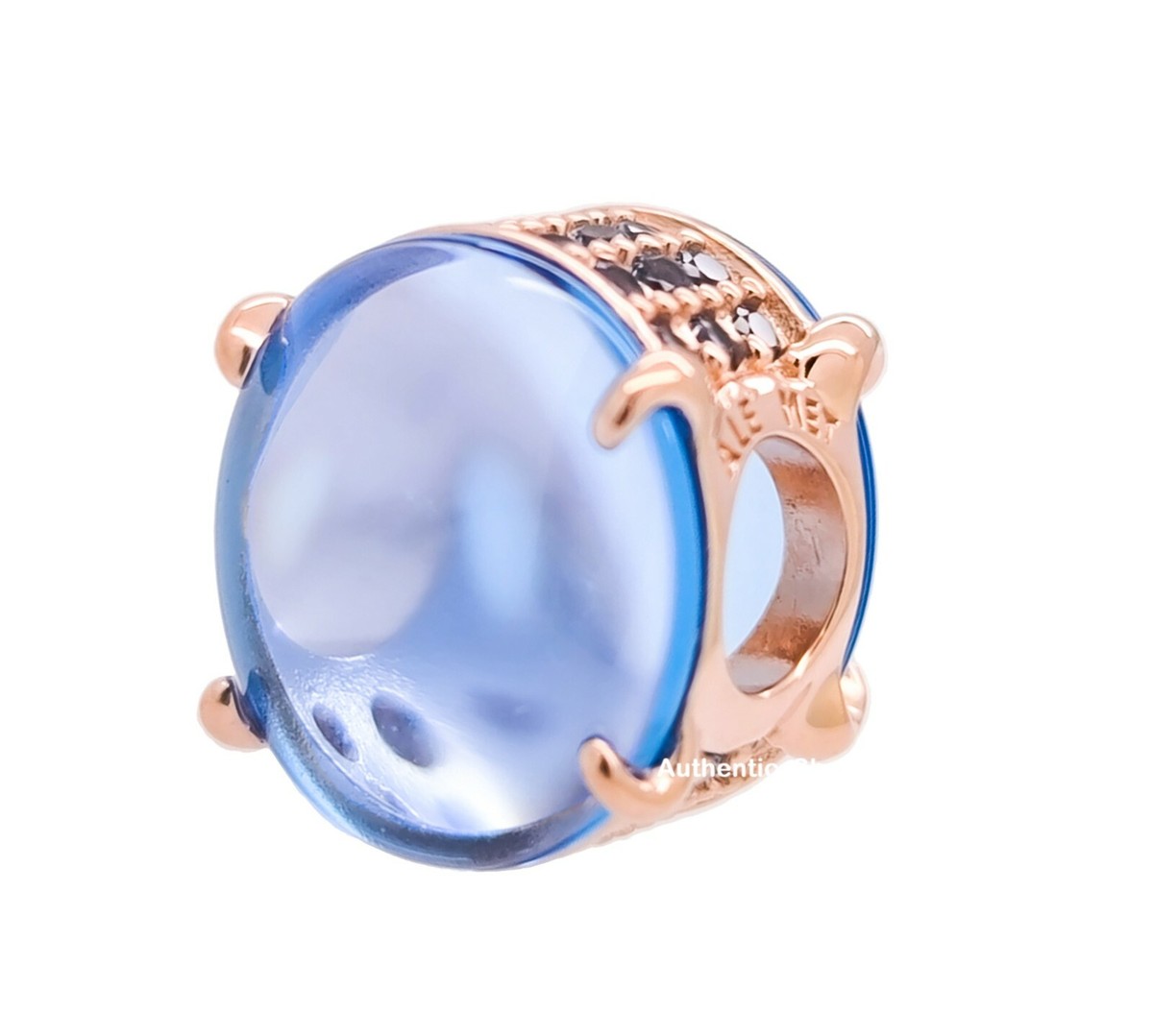 NEW 100% Authentic PANDORA Rose Gold Plated Blue Oval Cabochon