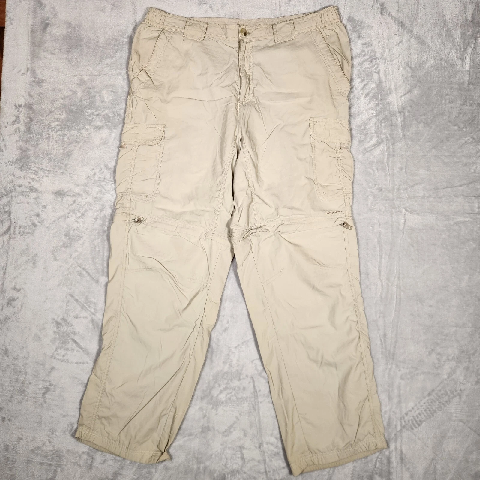 Columbia Pants Mens Large Beige Convertable Titanium Omni-Shade Hiking Fishing