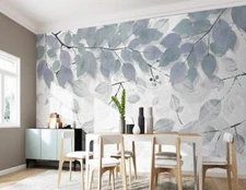 3D Blue Leaves 45597NA Wallpaper Wall Murals Removable Wallpaper Fay
