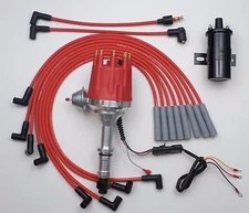 Small Cap BUICK 300 340 RED HEI Distributor +Black 45,000 Coil +SPARK PLUG WIRES