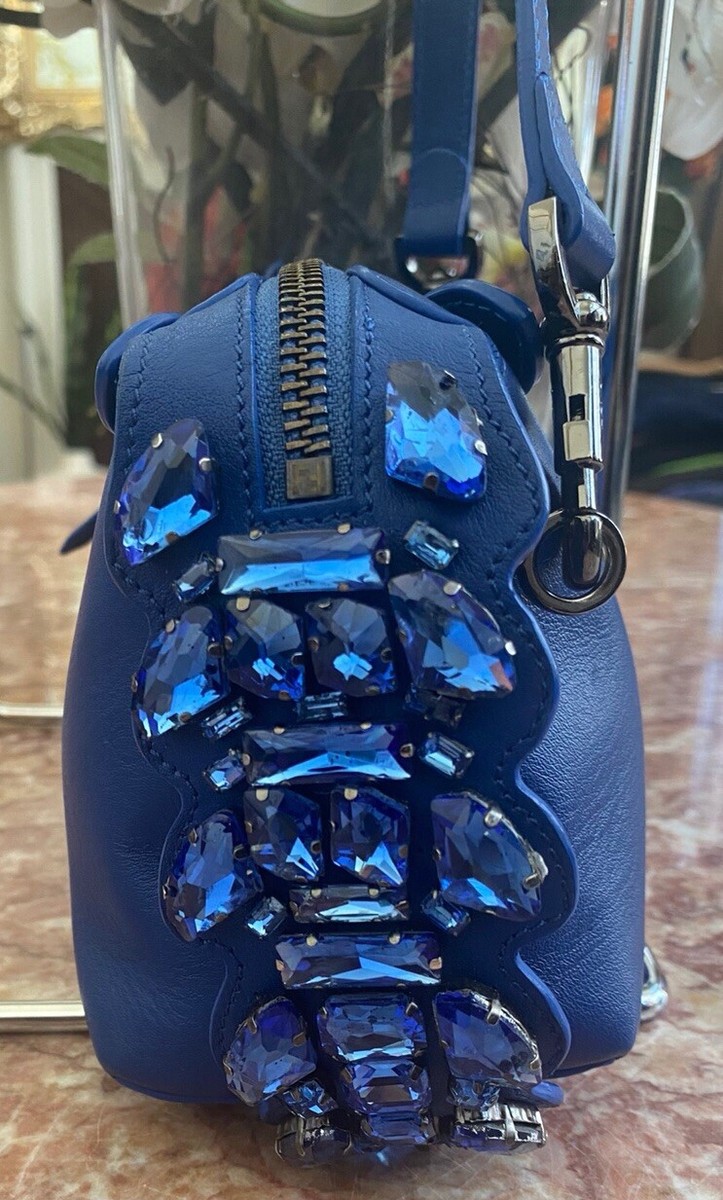 FENDI BLUE CRYSTAL EMBELLISHED LEATHER MINI BY THE WAY