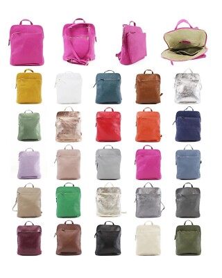 Mittelgroßer italienischer Rucksack Damen Frauen Echtleder Schule Reise Schultertasche
