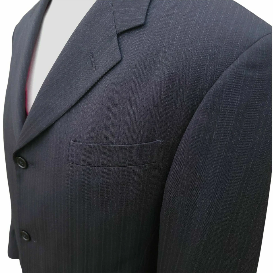 Blazer Traje Chaqueta Lana Donna Karen Negro Rayas Para Hombres 42S Firma DKNY Italia Foto 3 de 4