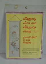 Raggedy Ann And Raggedy Andy ~ Child Growth Chart  ~  Embroidery Kit NWT