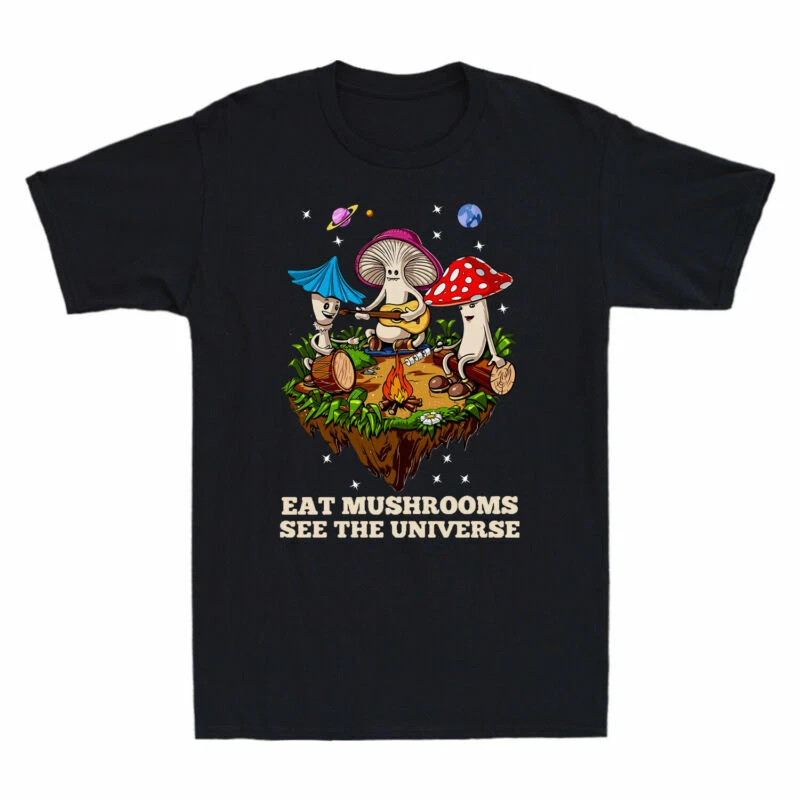 Funny Cotton Camping Mushrooms Lover Mushroom Universe T-Shirt Eat Men's The See
Opens in a new wind
