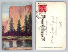 Yosemite Valley CA-California El Capitan Cliff Reflection Scene Vintage Postcard
