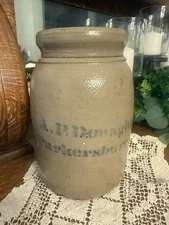 Antique A.P. Donaghe Stoneware Crock – Parkersburg, WV – Salt Glaze – 1800s