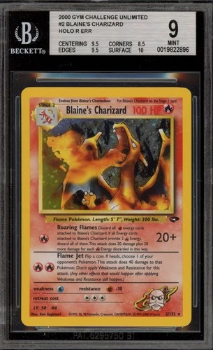 Pokemon Blaine's Charizard Gym Challenge Unlimited #2 FIGHTING SYMBOL BGS 9