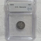 1910 Barber Dime ICG Genuine 10C Silver Philadelphia Circulated