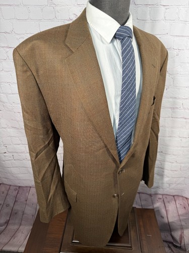 RALPH LAUREN Mens Brown HERRINGBONE BIG & TALL Wool Sport Coat Blazer Jacket 50L - Picture 3 of 10