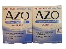 (Lot of 2) Azo Standard Tablet Urinary Pain relief 30 Tablets Each - Exp 03/2026