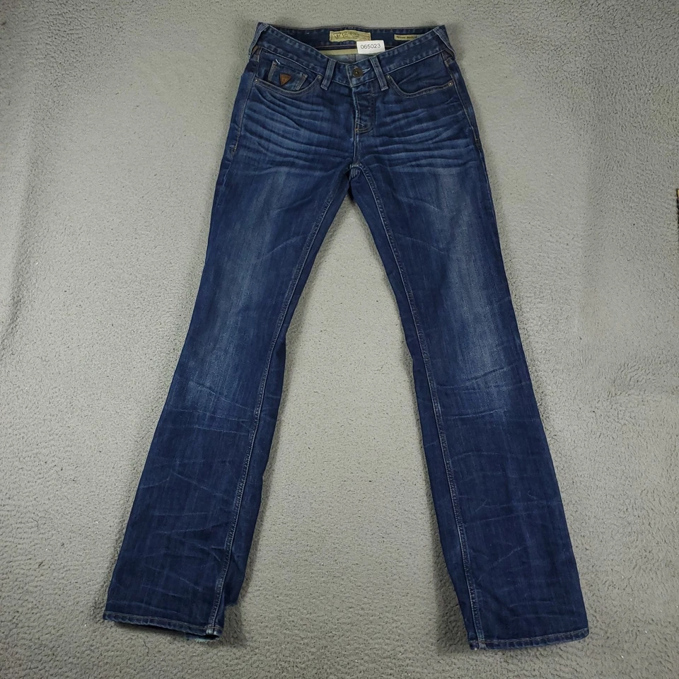 Guess Jeans Mens Size 28x32 Blue Falcon Bootcut Distressed Denim Pants - Image 2 of 4