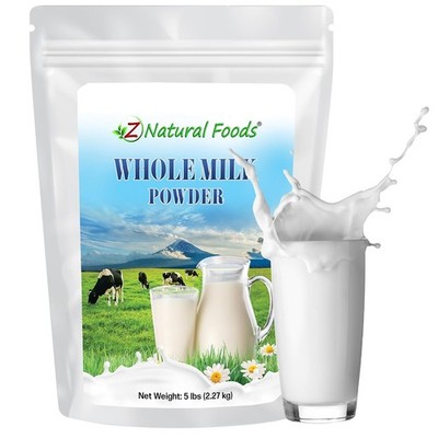 Z Natural Foods Premium Whole Milk Powder - Baking, Cooking, Drinks, 5 lbs